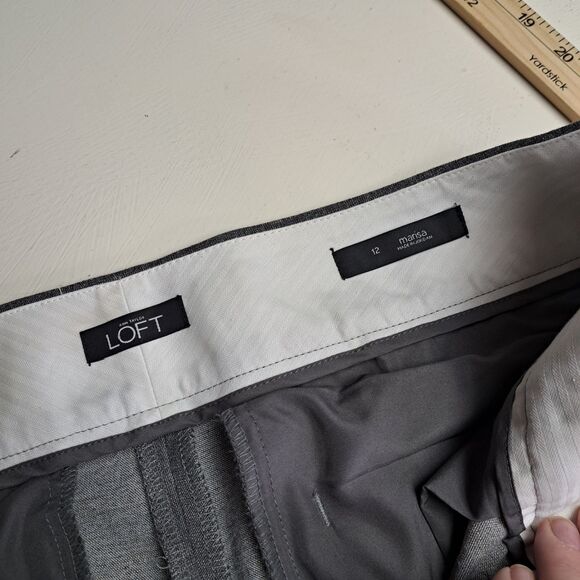 Ann Taylor Loft Marisa Pants Womens 12 Trouser Gray Flat Front Straight Leg - Picture 6 of 11